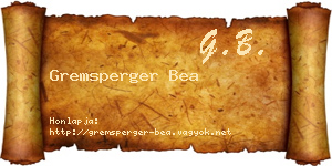 Gremsperger Bea névjegykártya